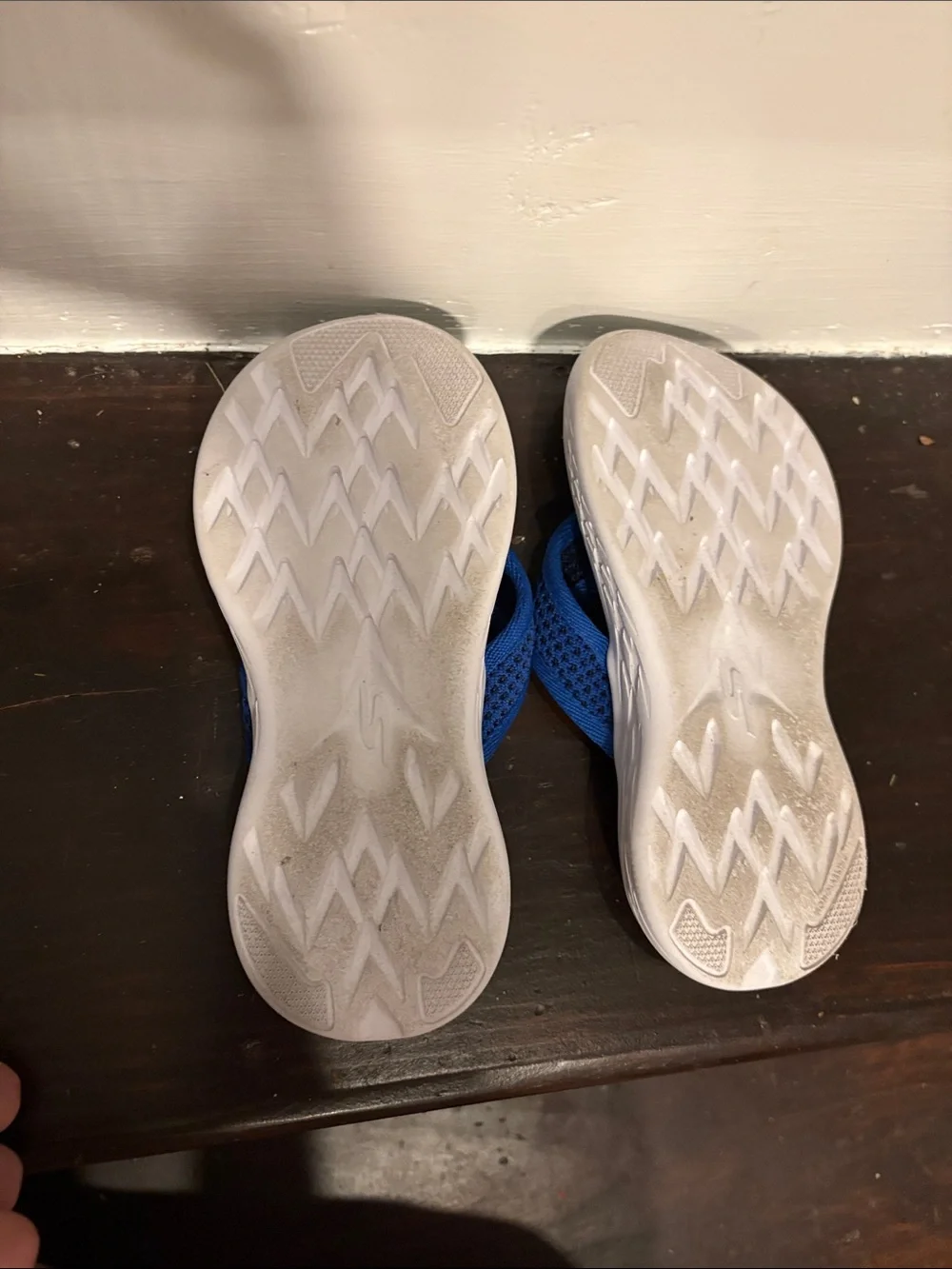Skechers Neon Green Footbed Flip Flops with Blue Mesh Straps